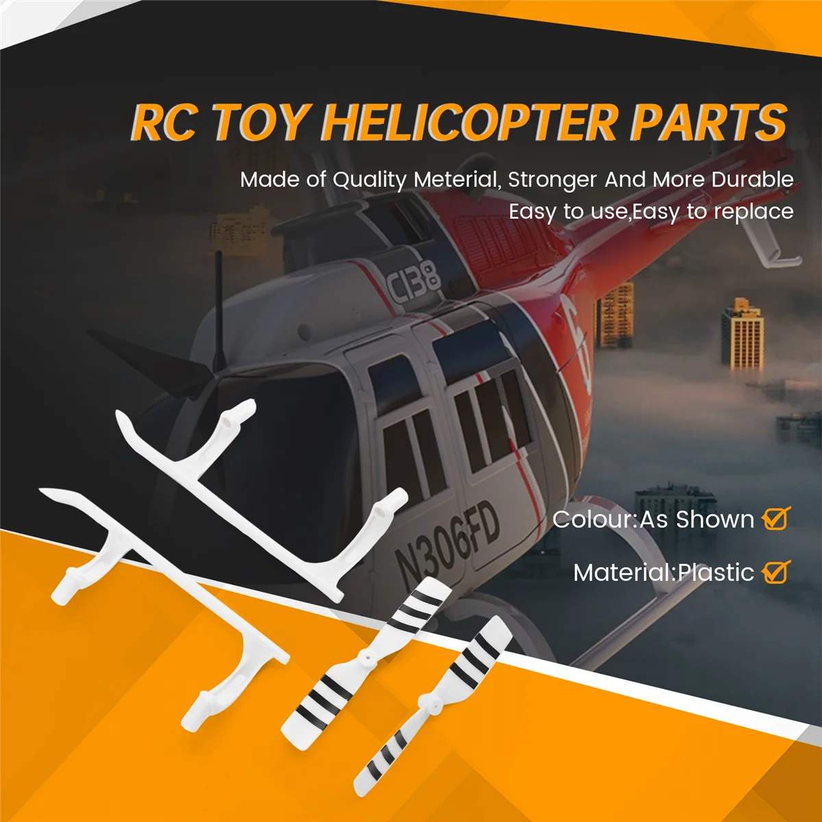 Hélicoptère jouet RC, mise à niveau du train d'atterrissage et du kit de rotor de queue pour RC ERA Cpara Bell 206 1:33, pièces d'hélicoptère jouet RC