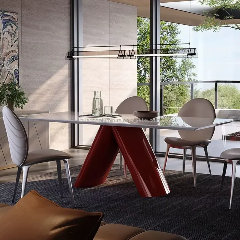Customizable Modern Italian Marble Rectangular Dining Table V-Shaped Stone New Design for Home Hotel Kitchen Furniture