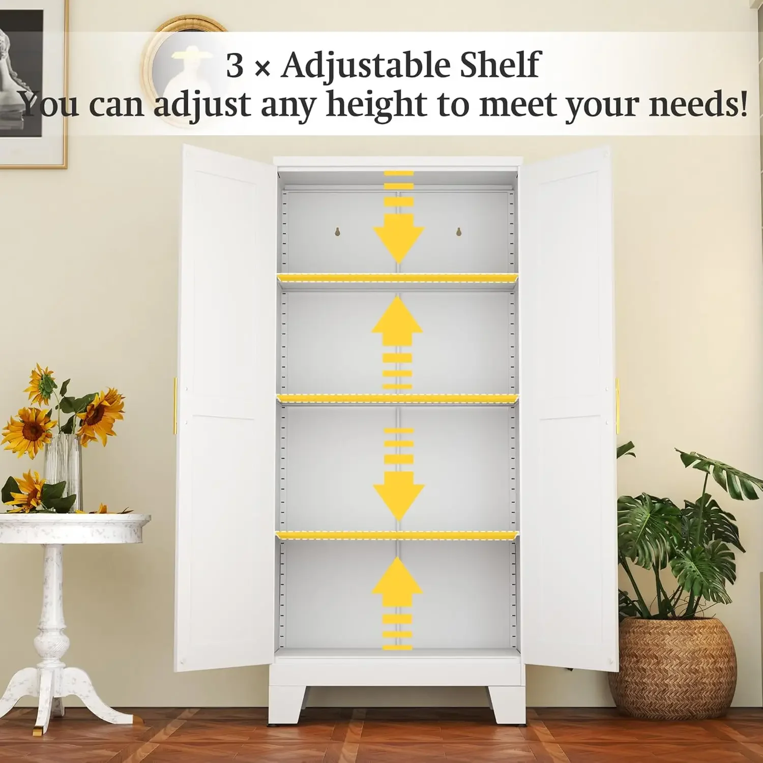 Metal Storage Cabinet, File Cabinet for Home Office, Kitchen Pantry Storage Cabinet