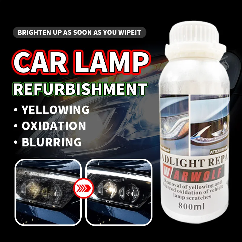 LEIBOO Car Headlight Restoration Polishing Kit 800ML Headlights Restoration Liquid Car Headlamp Renovation Repair Clean Kit Tool image 2