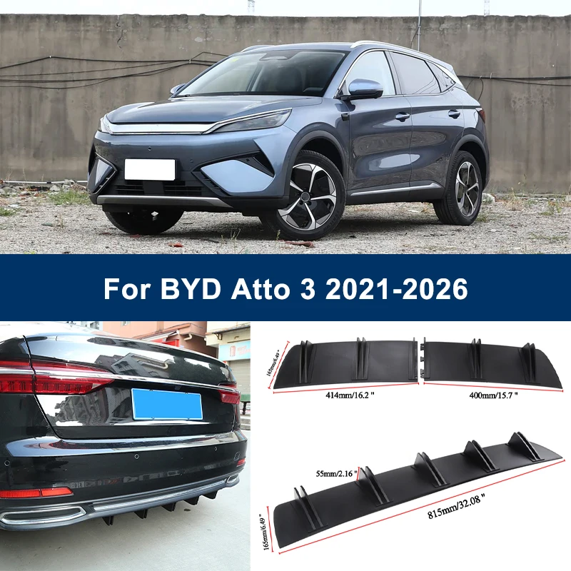 

2-Segment Shark Fin Rear Diffuser For BYD Atto 3 2021-2026 2022 2023 2024 Rear Bumper Lip Splitter Chassis Spoiler Tuning Parts