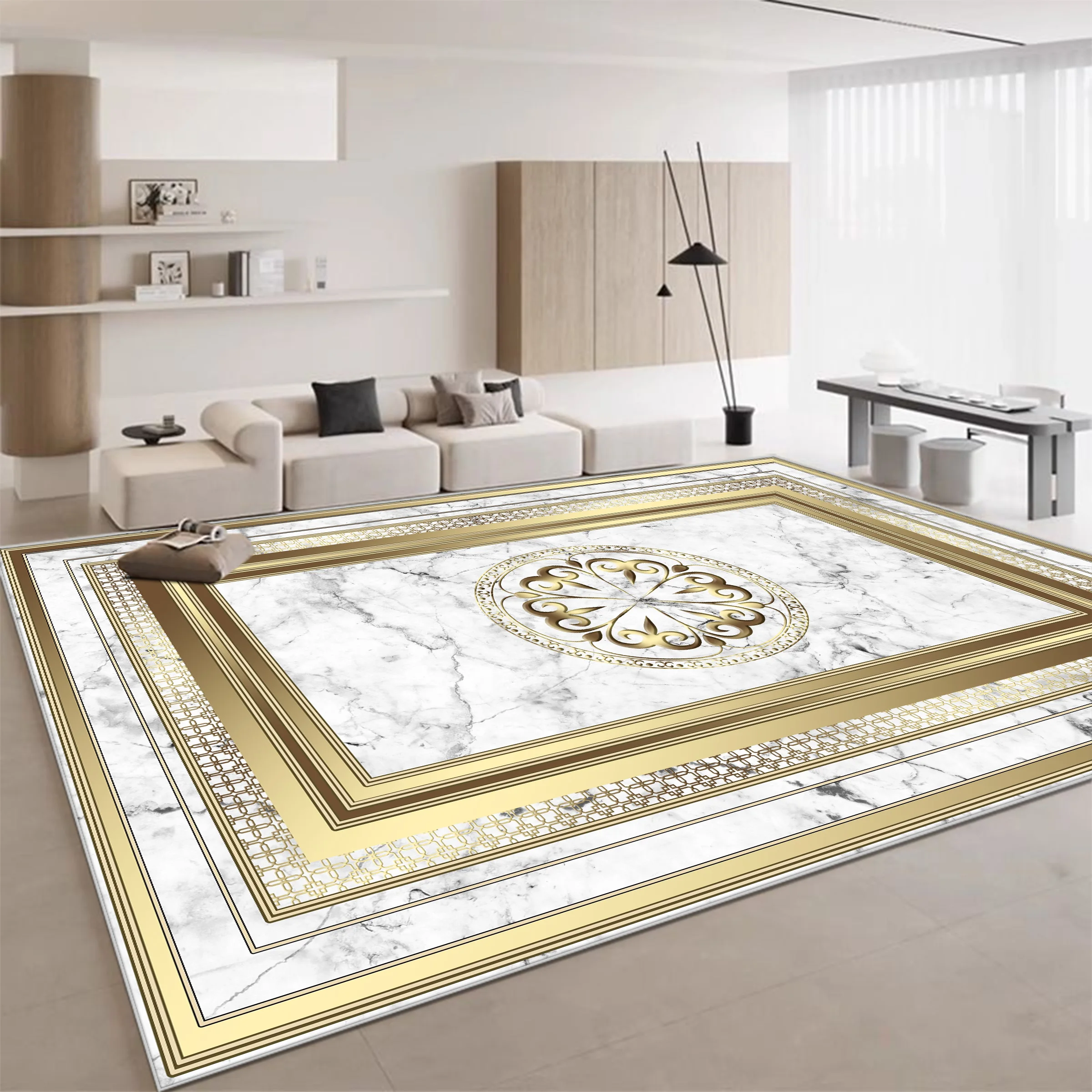 

Luxury European Large Area Carpet for Living Room Luxurious Gold Decoration Lounge Coffee Tables Mat Washable Rugs for Bedroom