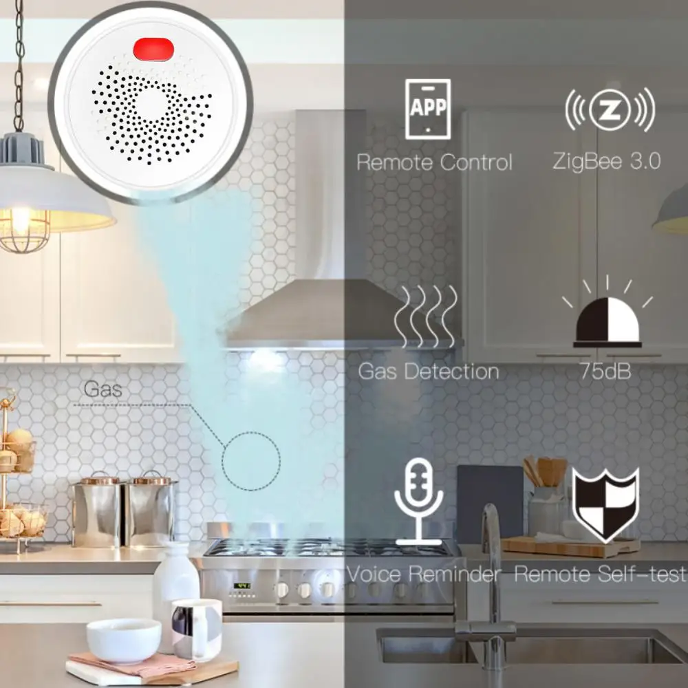 Ménage combustible compatible avec Tuya Smart Home, installation et configuration faciles, alarme de gaz GPL intelligente, capteur de gaz naturel