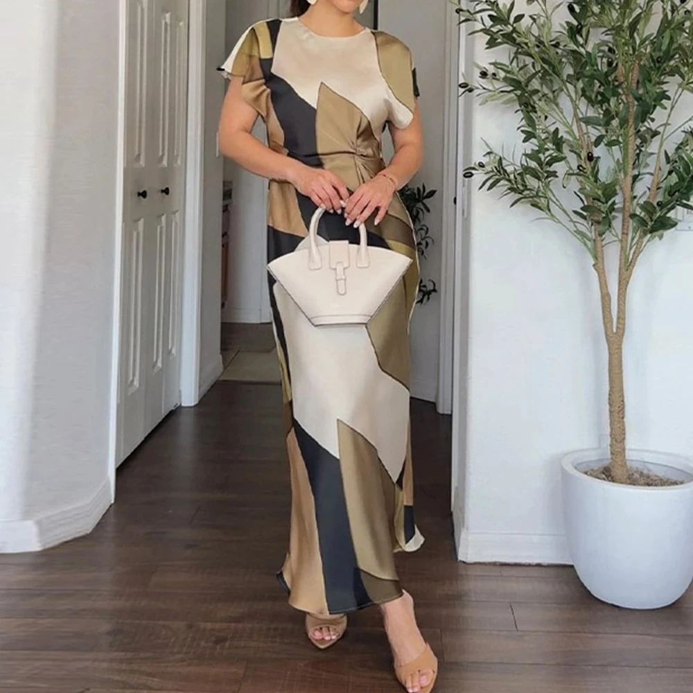 Sukienka KONDALA Chic Patchwork Wiosna 2025, wzorzysta, midi, na ramiączkach, damska, długa, plisowana, dopasowana, modna, elegancka, letnia, wakacyjna, vestido.