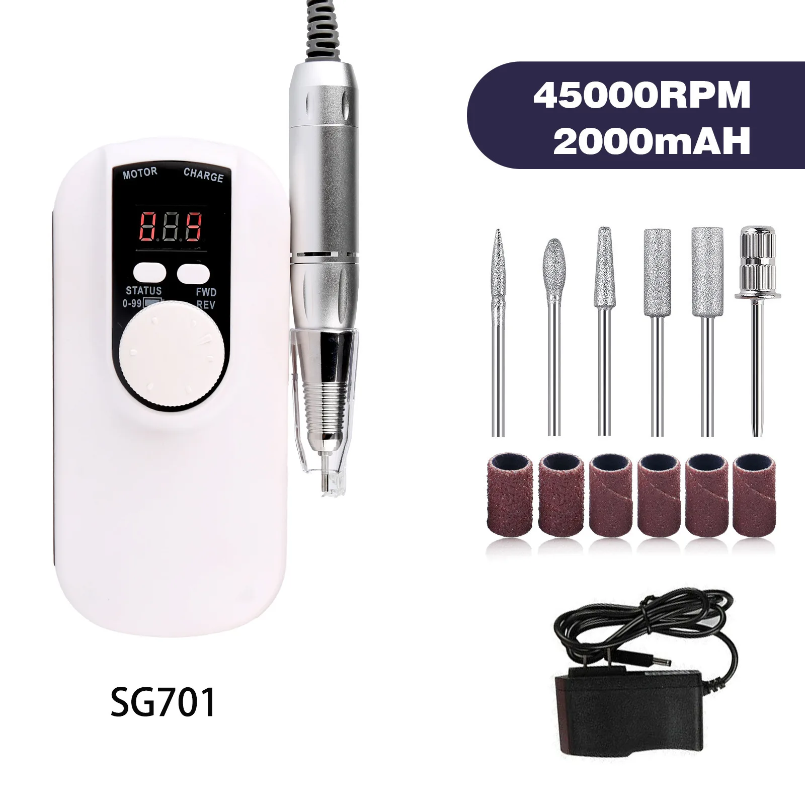 35000RPM Wiederaufladbare Elektrische Nagel Bohrer Professionelle Nagel Polieren Maschine Geräuscharm Nagel Sander Datei Für Maniküre Salon