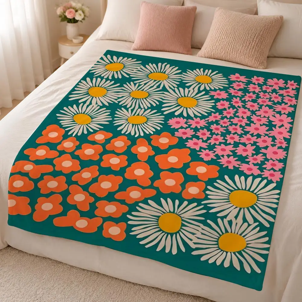 Pattern I-Illustrator Liv Lee Pattern Floral Art Throw 320g Soft Flannel Fleece Throw Blanket Cover Sofa Bed Dorm Nap