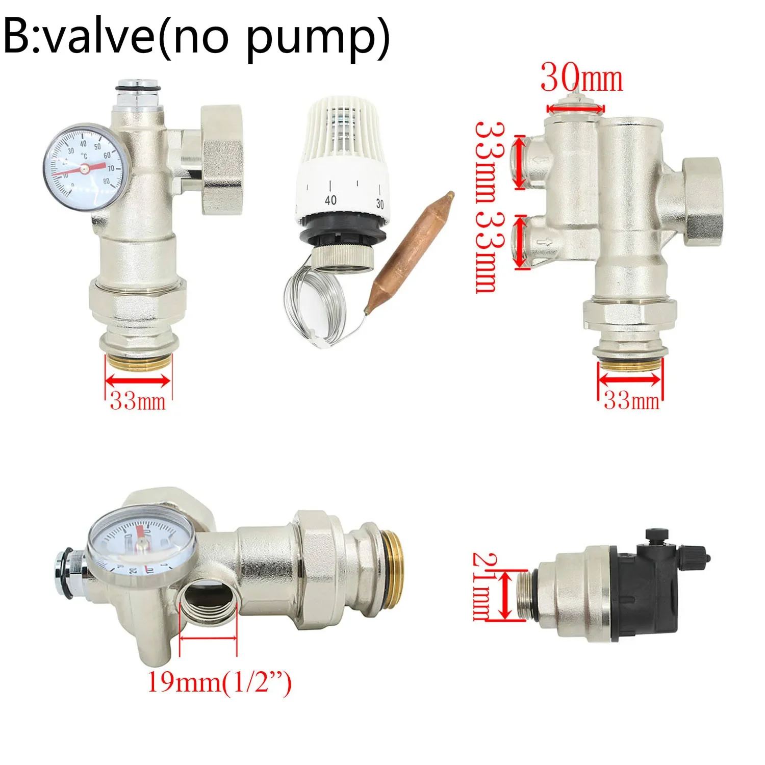 DN25 Thermostatic pump mixer blender for Water Underfloor Heating Manifold mixing valve water mixing center water mixing system