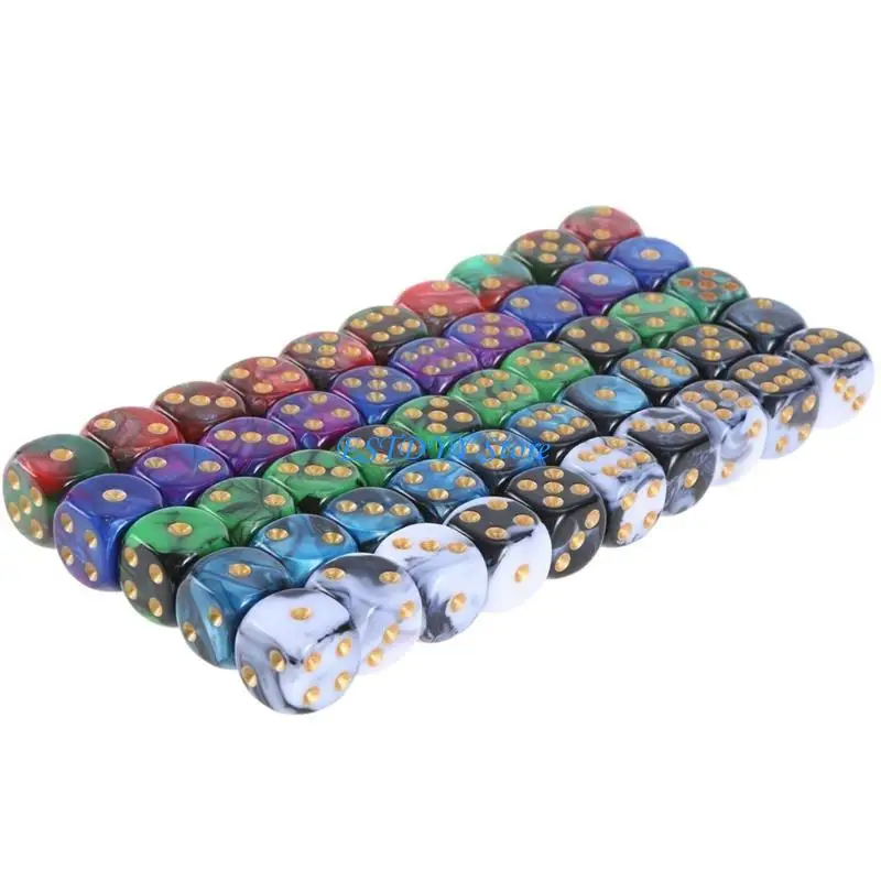 G6DE 50 قطعة أكريليك مزدوج اللون النردات الزاوية المستديرة النردات مزدوجة اللون الجدول لعبة النردات الرياضيات العد أداة التدريس