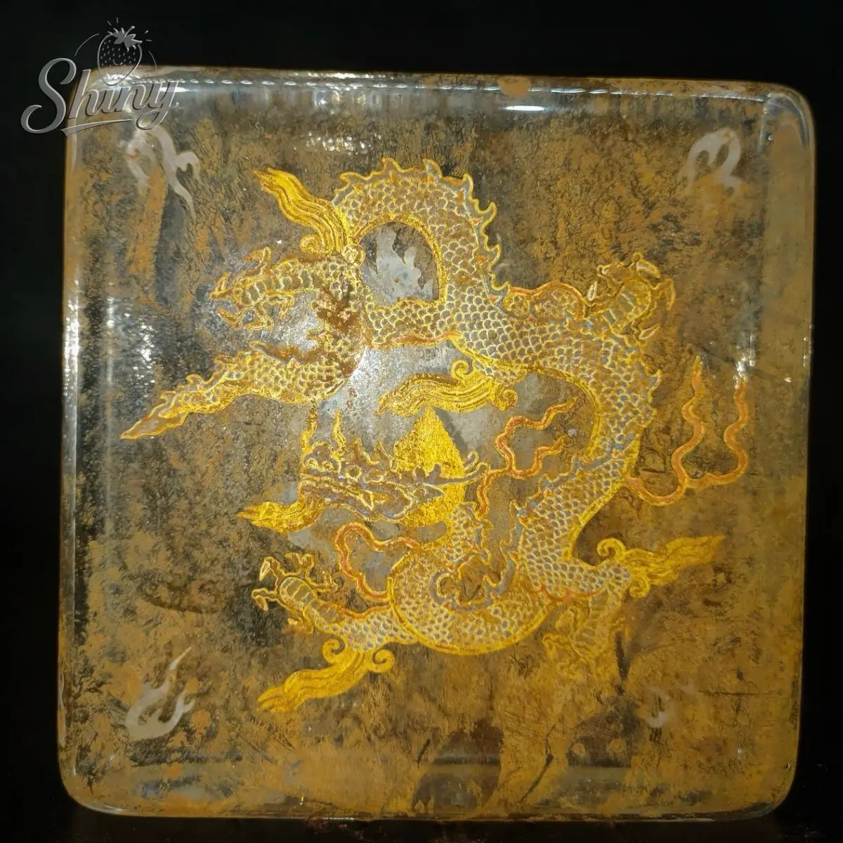 Chinese Tibetan Buddhist Crystal Brick Carved Auspicious Beasts, Qilin, Dragon Statues Tabletop Home Decorations Ornament