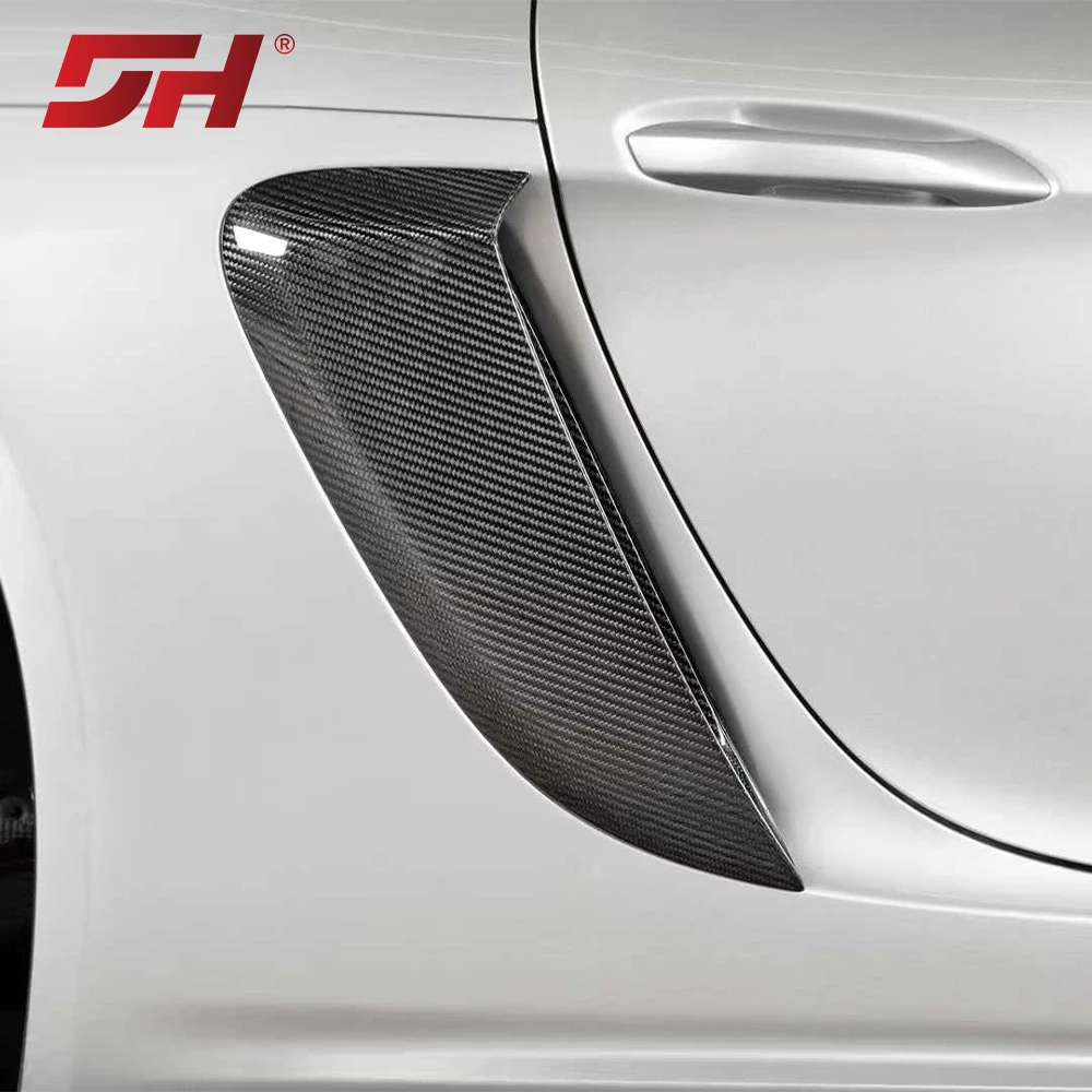 2pcs Replacement for 718 Upgeade GT4 Dry Carbon Fiber Plate & PP Base Side Air Vents for Porsche 718 Boxster/Cayman 2016-UP