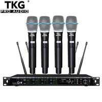 TKG AD4Q 512-937mhz uhf karaoke performance stage headset lavalier cordless 4 channel wireless professional condenser microphone