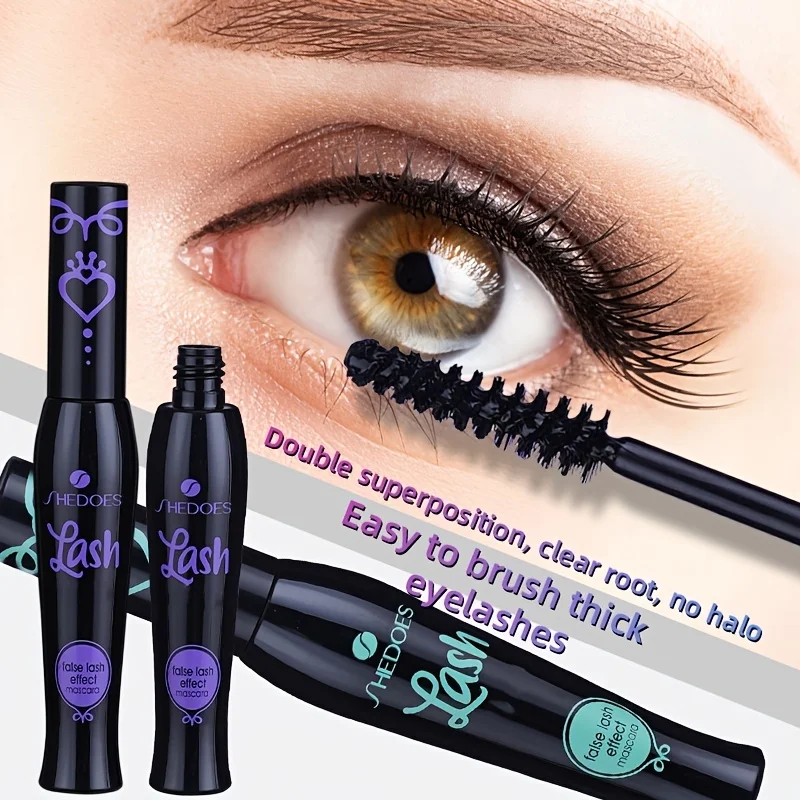 3 pezzi Occhio spesso arricciatura naturale nero, formula resistente, impermeabile e resistente al sudore, aspetto occhio drammatico/con pianta squalo