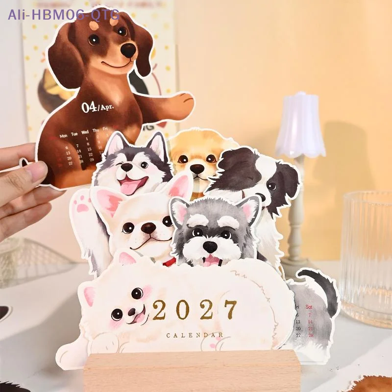 *2027 Cute Cat Dog Series Desk Calendar Table Planner Yearly Agenda Organizer Memo Notes For Home Office School Daily Schedule