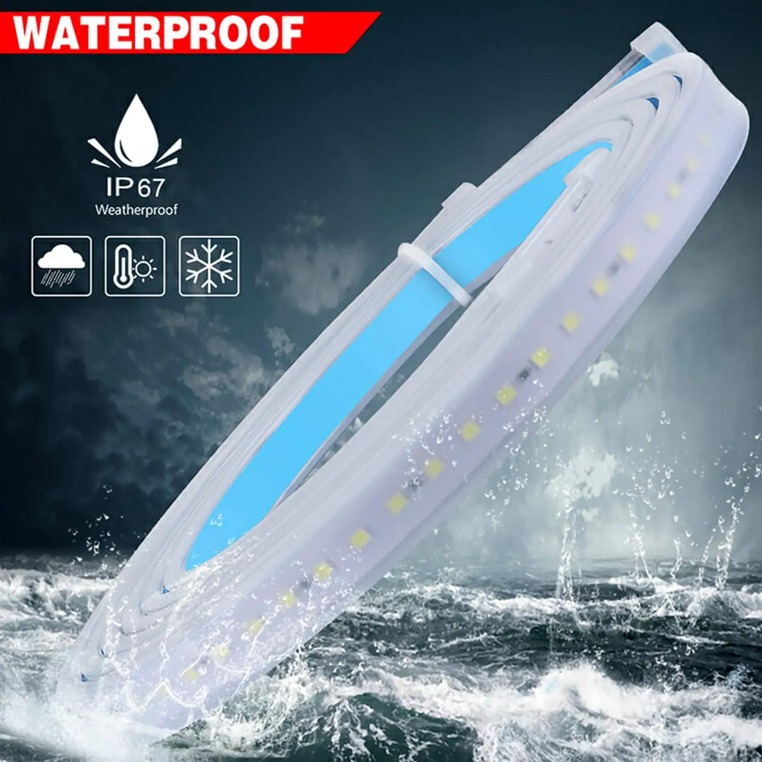 2 Stück 48 Zoll Autotür-LED-Warnstreifen-Licht, flexibel, zweifarbig, weiß, rot, sequentielle Blitzlichter für Anti-Rückend-Kollision – Detail 5
