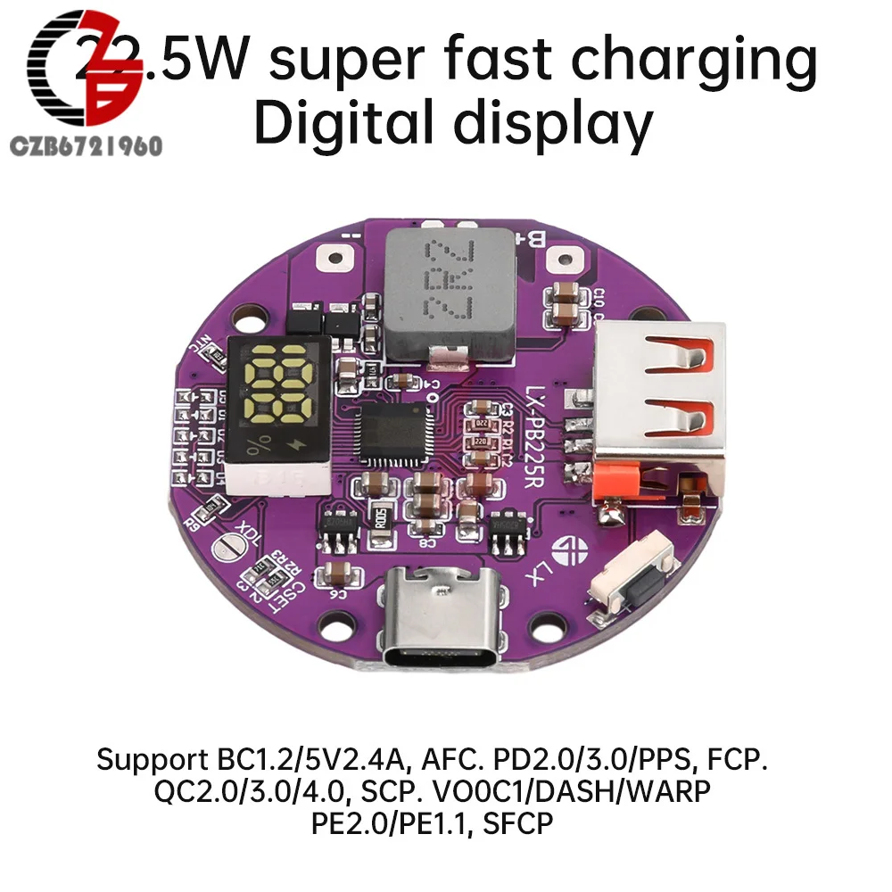 22.5W Fast Charging Module Power Bank Charger Board Full Protocol Bidirectional PD3.0 PD2.0 QC4 QC3.0 QC2.0 AFCFCP SCP PE1.1