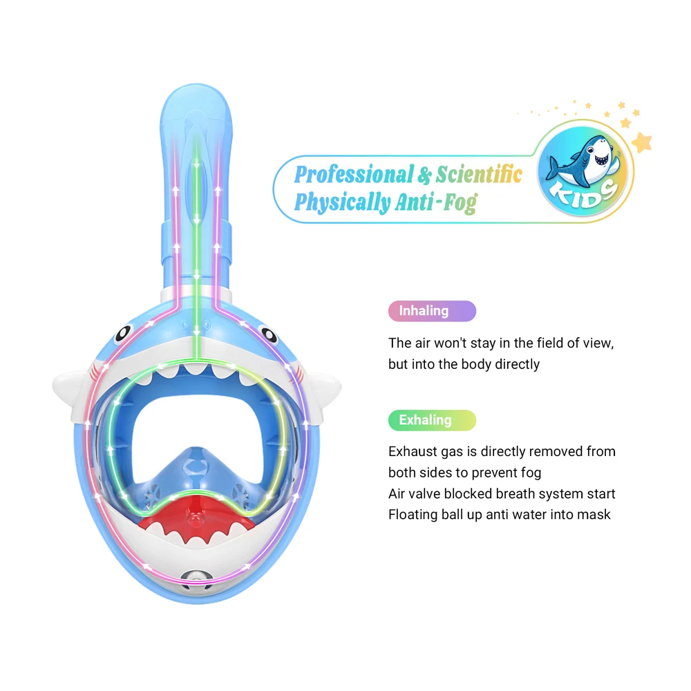 SMACO Swimming Mask Snorkeling Full Face Snorkel Mask Kid Snorkeling Gear Scuba Diving Masks Kids Anti-Fog Anti-Leak Dry Top Set