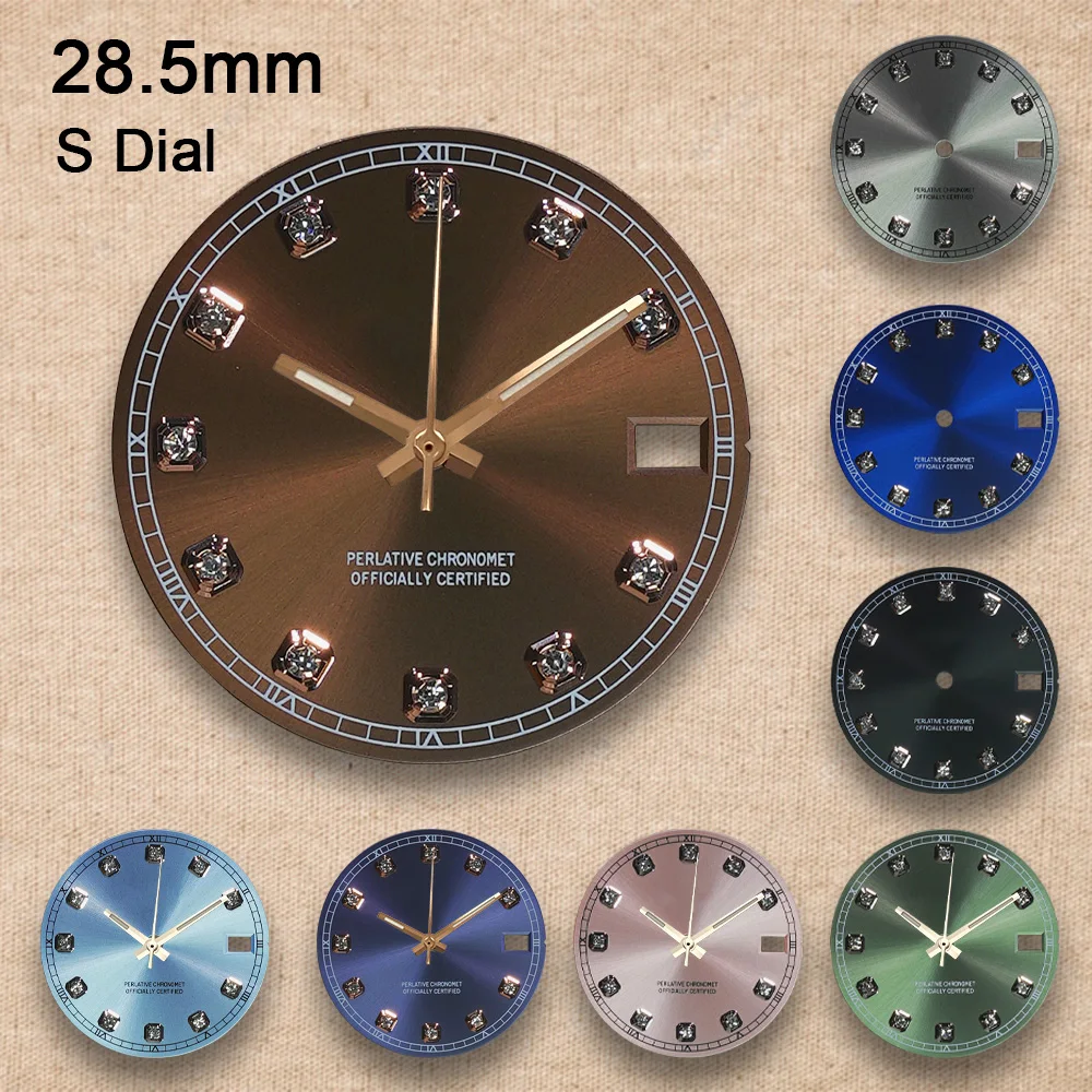 Nouveau cadran avec Logo S de 28.5mm, cadran NH35 en diamant à rayons solaires pour mouvement NH36/7S, accessoires de Modification de montre ﻿