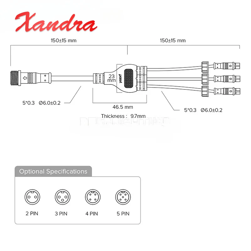 Waterproof Wire Splitter Connector 2/3/4Pin 1 Male to 2/3 Female Docking Plug Cord Outdoor Automotive LED Industrial Power Cable