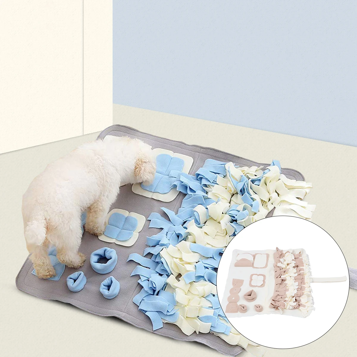 

Snuffle Mat for Dog Feeding Training Beige Antiskid Large Size Pet Slow Food Stress Relief Indoor Activity