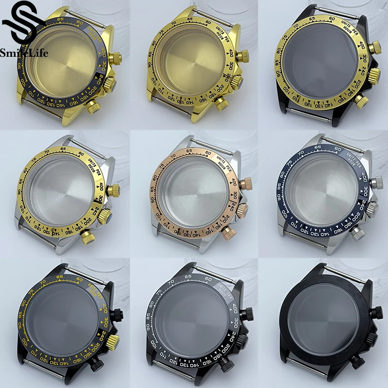 SmileLife VK63 Cassa in oro 39mm Cassa in acciaio inossidabile 316L adatta al movimento al quarzo VK63 Accessori per orologi Cinturino per orologio in acciaio inossidabile