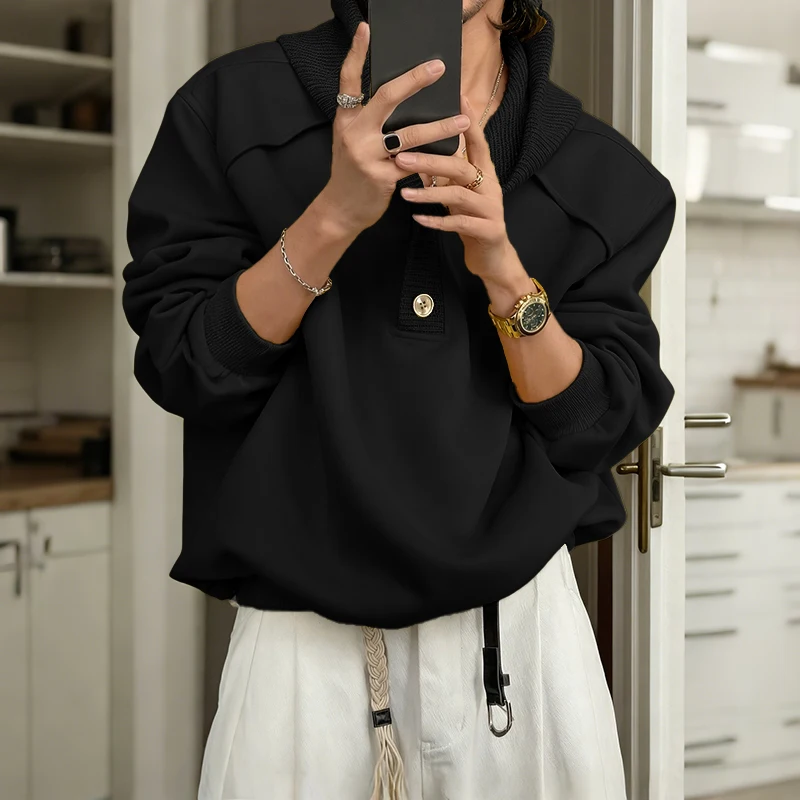 

INCERUN мужские толстовки с капюшоном, однотонные свободные повседневные мужские толстовки с длинными рукавами, уличная одежда в корейском стиле, модные пуловеры для мужчин