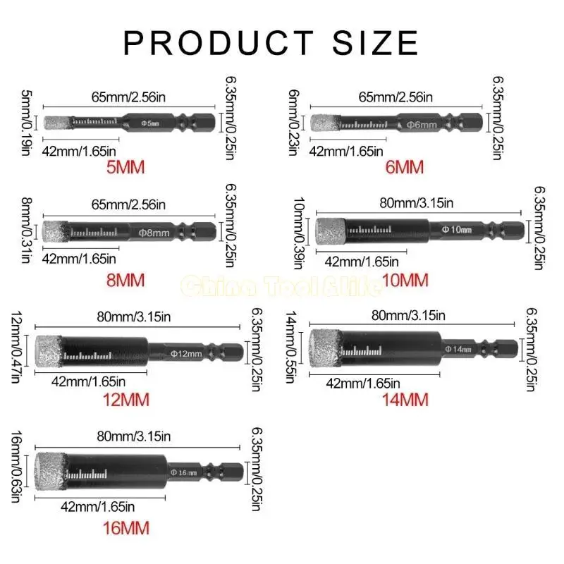 57QF Diamonds Diamonds Brazed Dry Drilling bit cho các ứng dụng khoan khác nhau cho các dự án thủ công và DIY chính xác