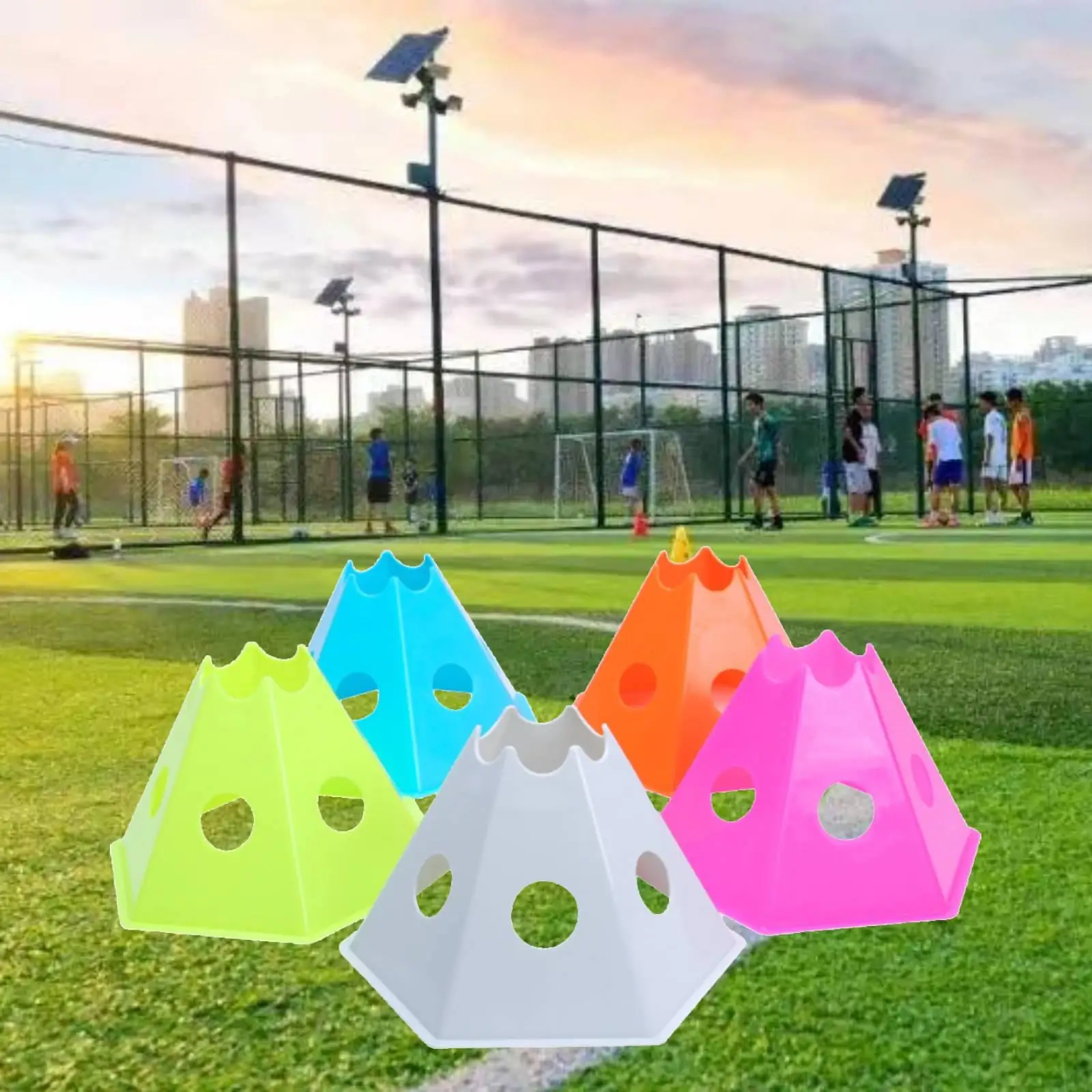 

5Pcs Soccer Cones for Training Football Practice Equipment, Soccer Training Cones with Hole for Sports