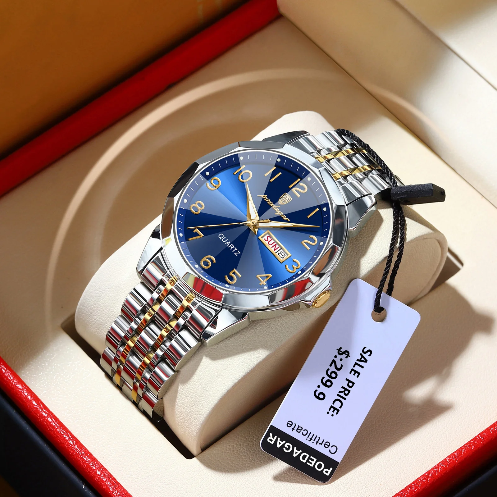 

POEDAGAR Top Luxury Men Watch Waterproof Luminous Date Week Quartz Men's Sports Watches Stainless Steel Fashion Casual Man Watch