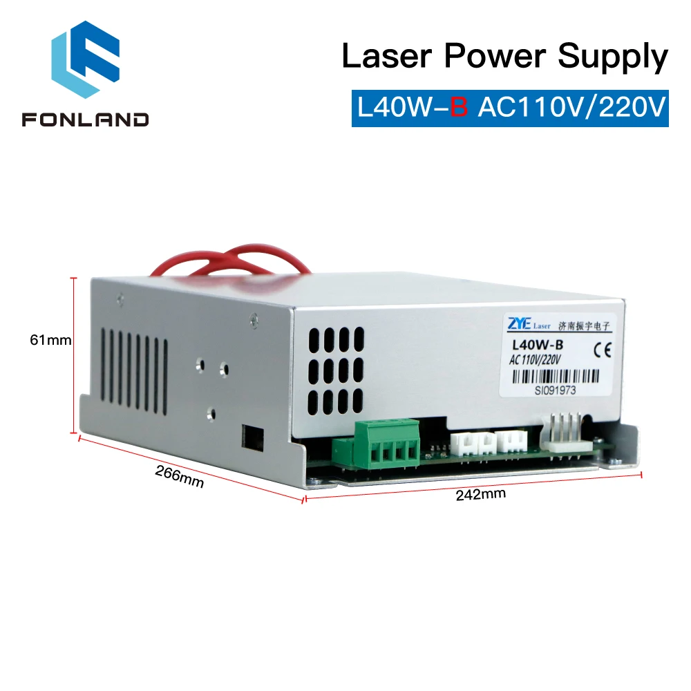 Fonland 40W CO2 เลเซอร์แหล่งจ่ายไฟ MYJG-40W NW 110 V/220 V สําหรับหลอดเลเซอร์แกะสลักเครื่อง