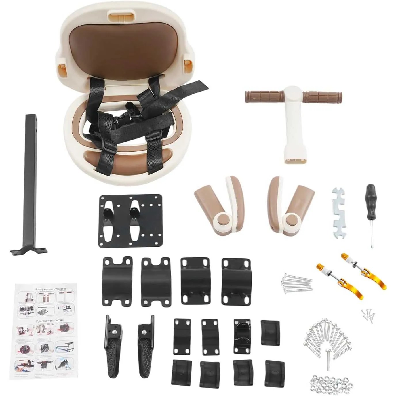 Bike Seat with Handlebar Attachment, Detachable Front Mounted Child Bicycle Seats with 360-degree Rotation for Mountain Bikes