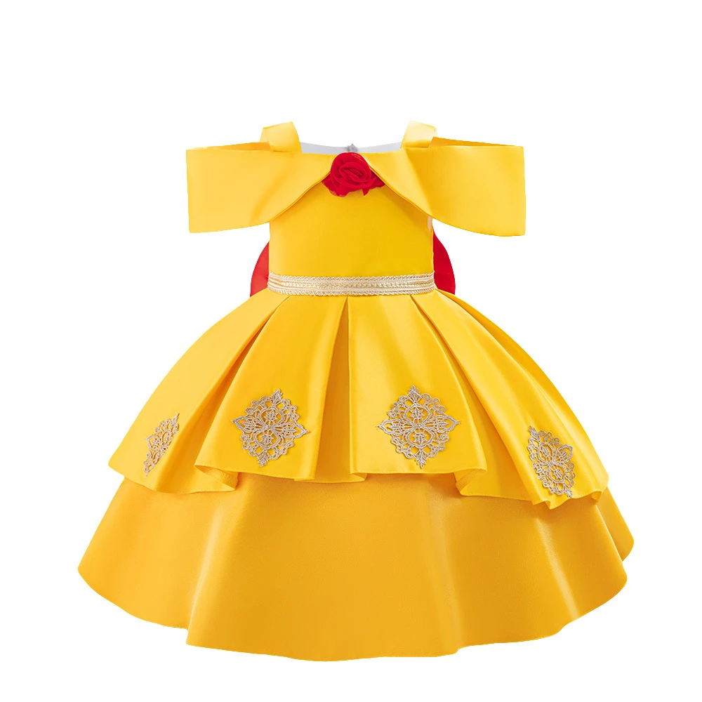 First Second Birthday Baby Princess Peach Jasmine Alice Anna Dress Evening Party Toddler Vintage Elegant Prom Dress Girl Outfits