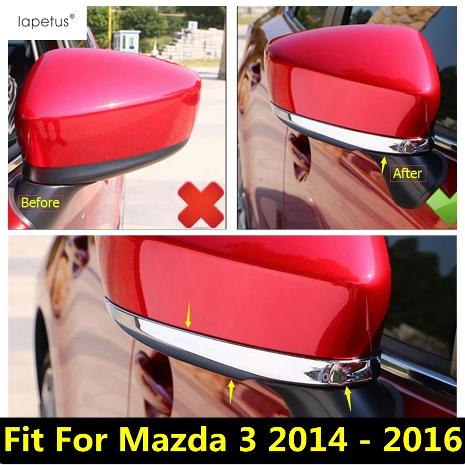 

Accessories For Mazda 3 AXELA Hatchback Sedan 2014 2015 2016 Side Rearview Mirror Decoration Strip Molding Cover Kit Trim 2 Pcs