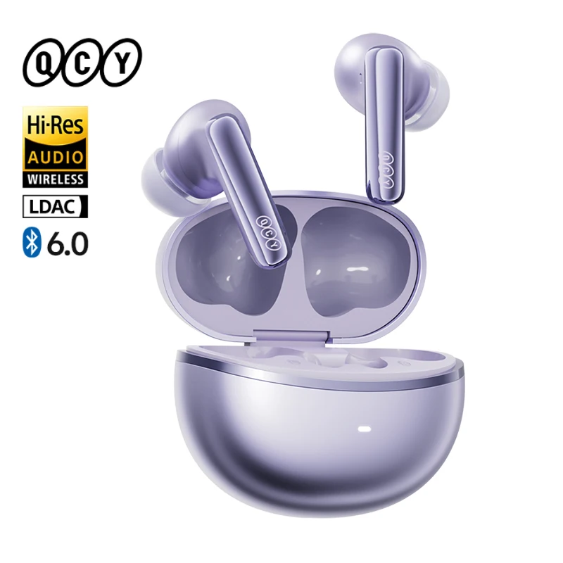 QCY Adaptive Hybrid ANC draadloze oordopjes MeloBuds N70 Bluetooth 6.0 LDAC Hi-Res 6 microfoons heldere gesprekken in-ear detectie oortelefoon HT18