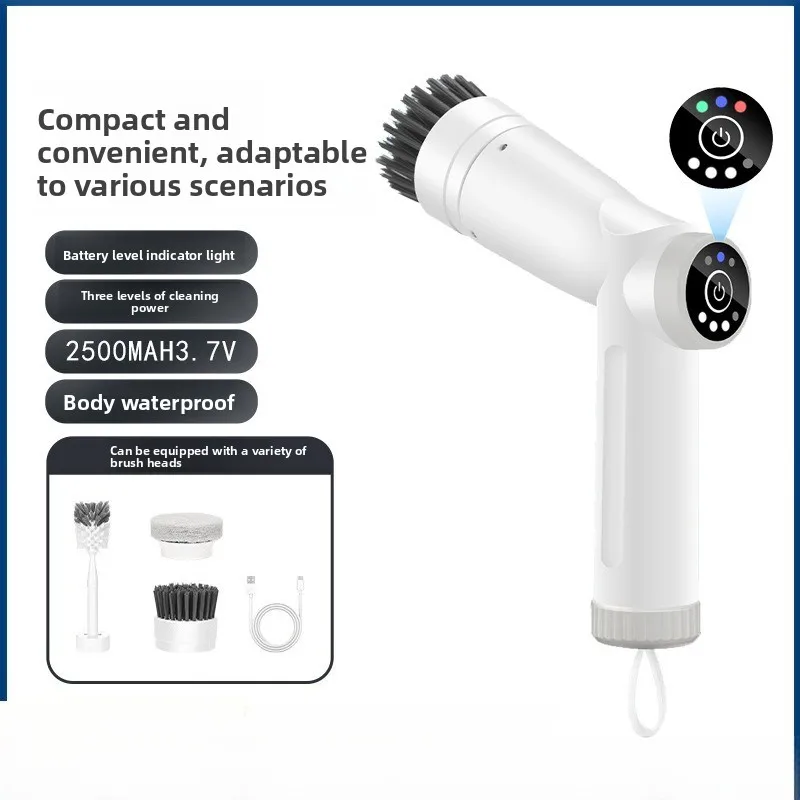 Three-speed electric cleaning brush, kitchen multi-function rechargeable pot brush,handheld wireless dishwashing brush, portable