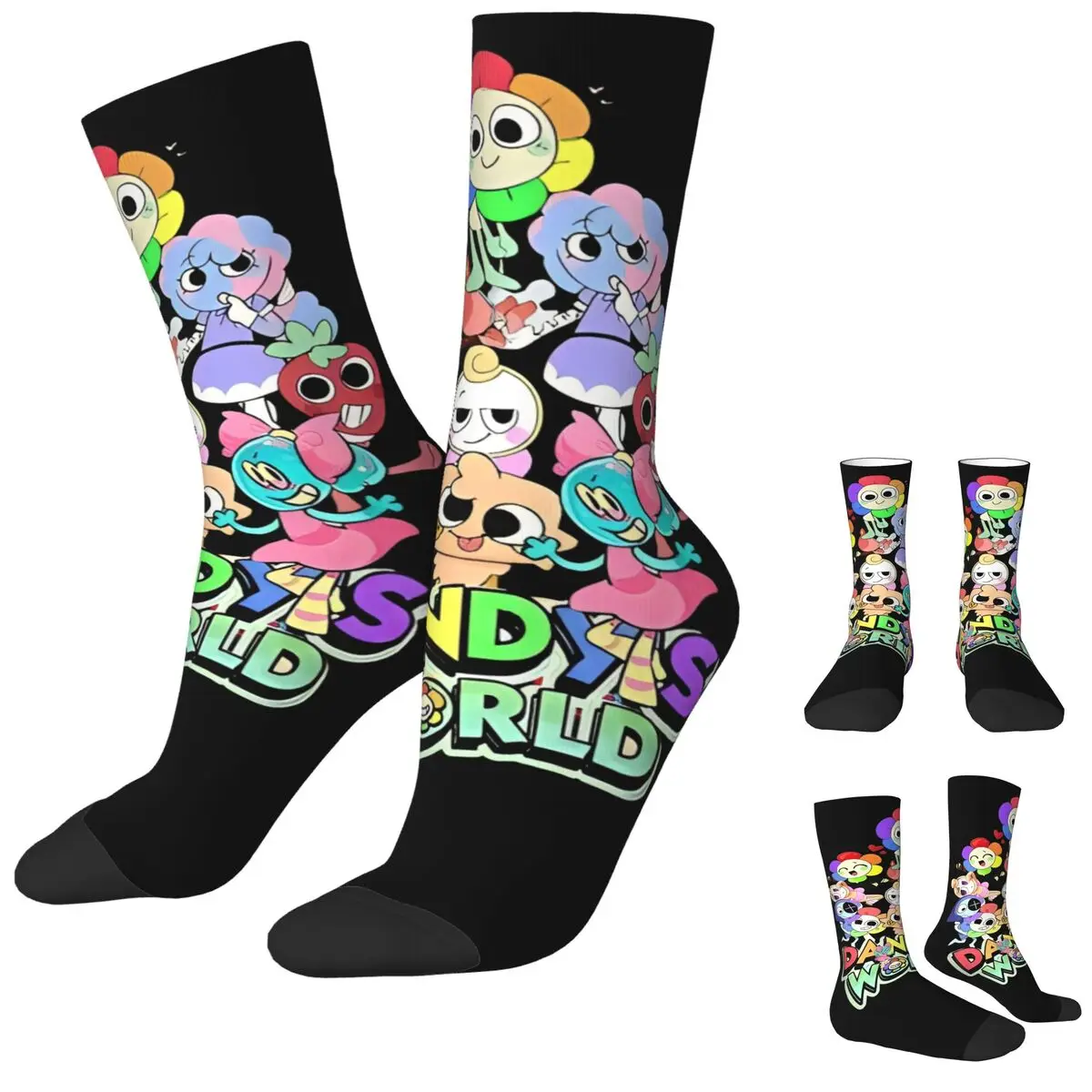

Повседневные баскетбольные носки с героями мультфильмов Dandy's World, длинные носки из полиэстера с играми ужасов для женщин и мужчин, нескользящие