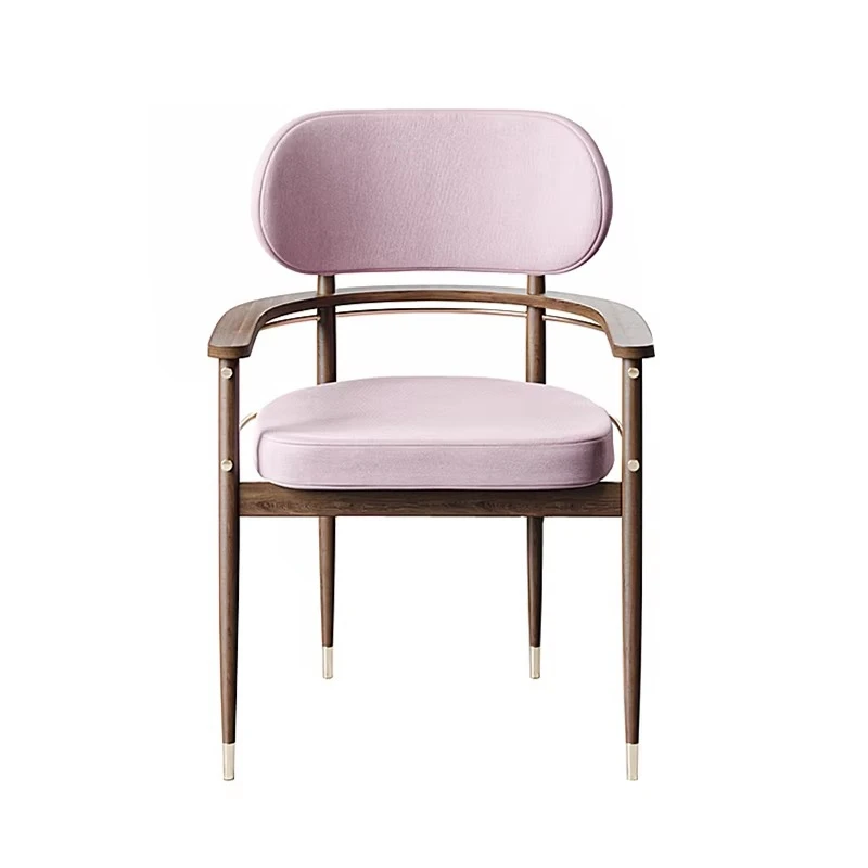 New Chinese ergonomic velvet upholstered dining chair, wooden frame, modern luxury design