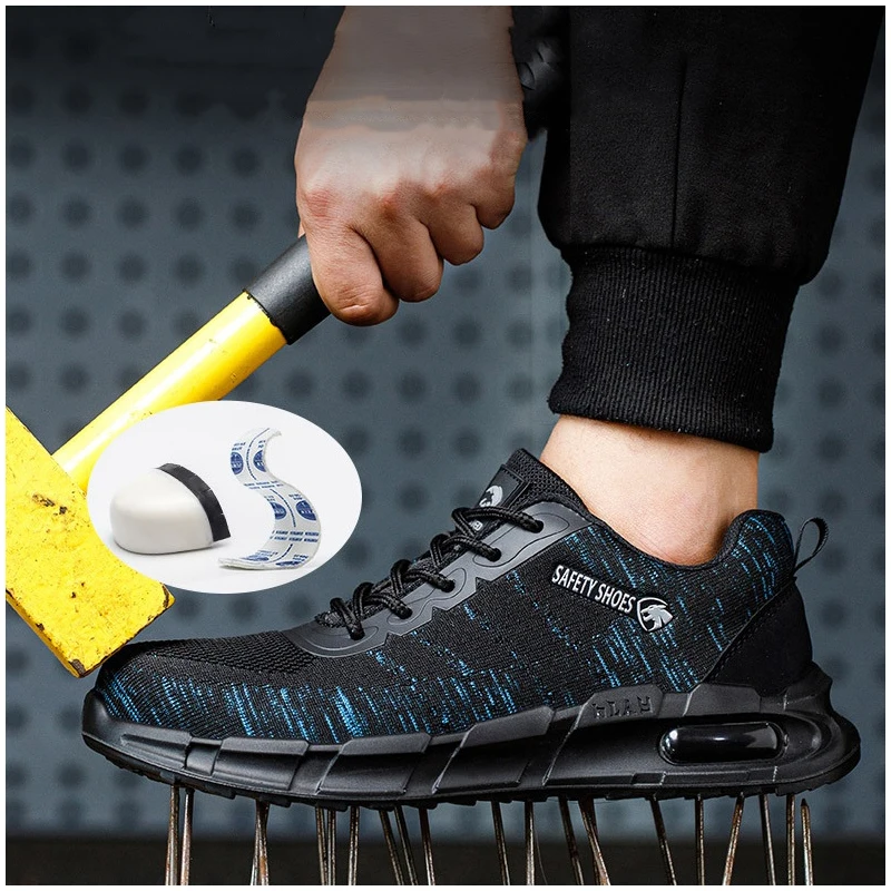 

plus size men's fashion plastic toe caps working safety shoes summer breathable security boots worker safe sneakers man footwear