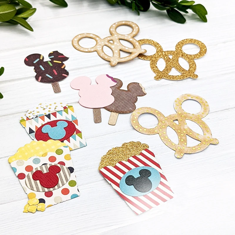 Cute Classic Snacks Cutting Dies Disney Mickey Mouse Tag Diecut for DIY Scrapbooking Embossing Paper Card Crafts Making New 2022