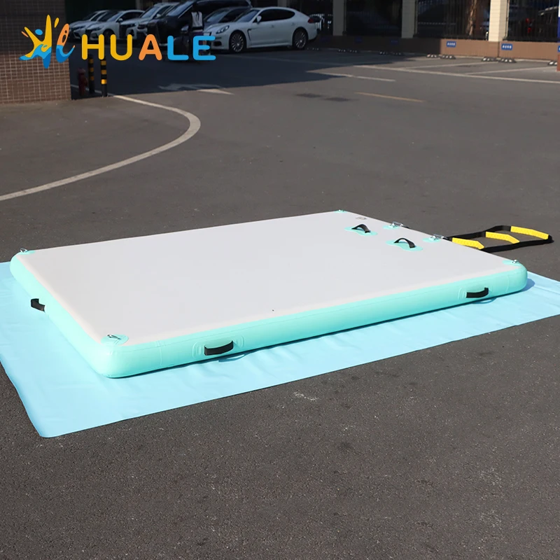 7x5ft Mint Green Inflatable Floating Dock Platform High‑Quality PVC CE ROHS ISO9001 For 6 People River Custom