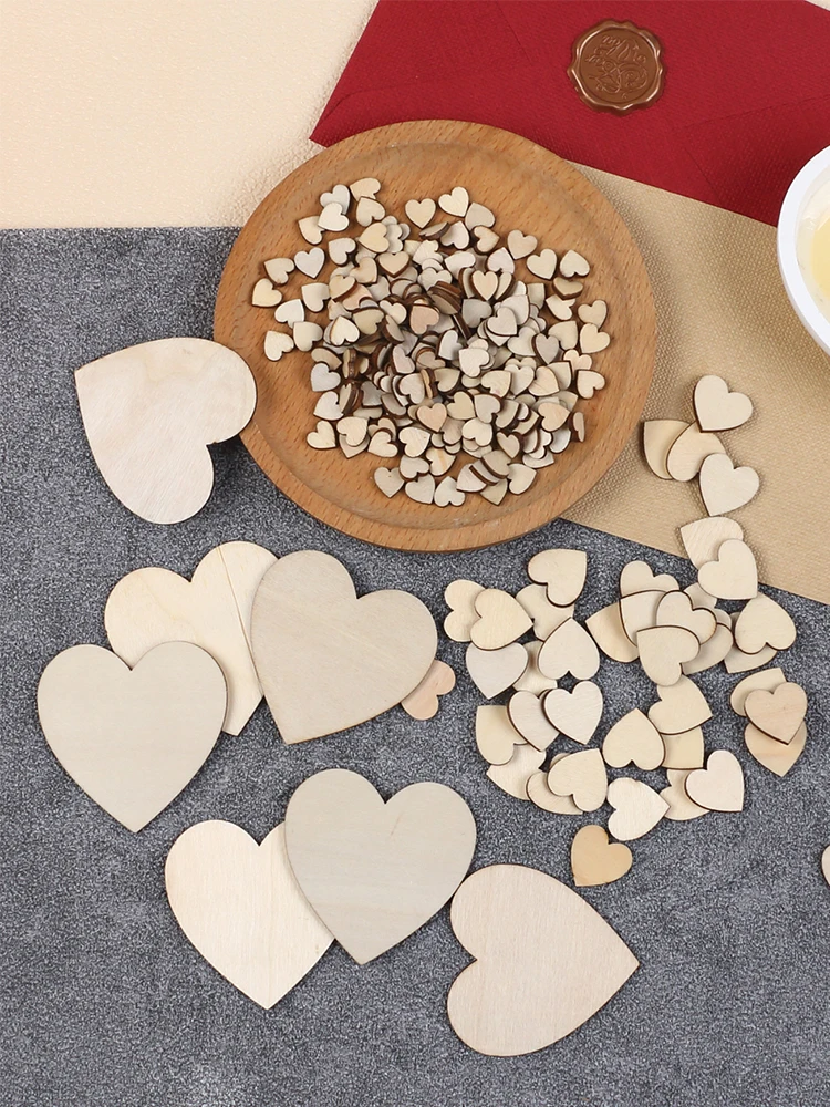 50/100/200 Stuks Onvoltooide Houten Harten Voor Ambachten 1-6 Cm Hart Lege Houten Ornamenten verjaardag Bruiloft Kerst Decor - afbeelding 2