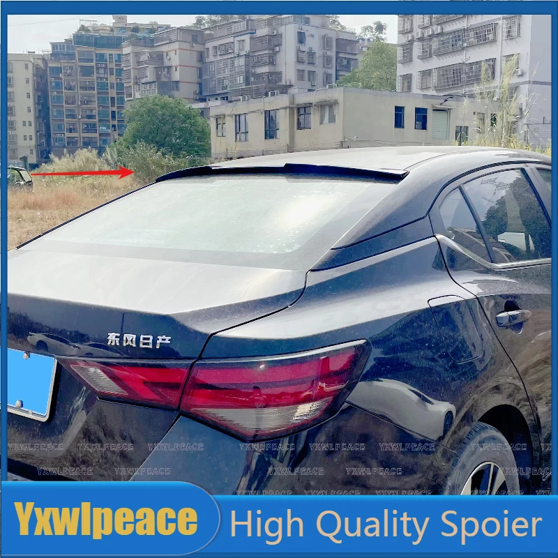 

For Nissan Sentra Sylphy Spoiler 2020 2021 2022 2023 ABS Glossy Black /Carbon Fiber Look M4 Style Rear Window Roof Spoiler Wing