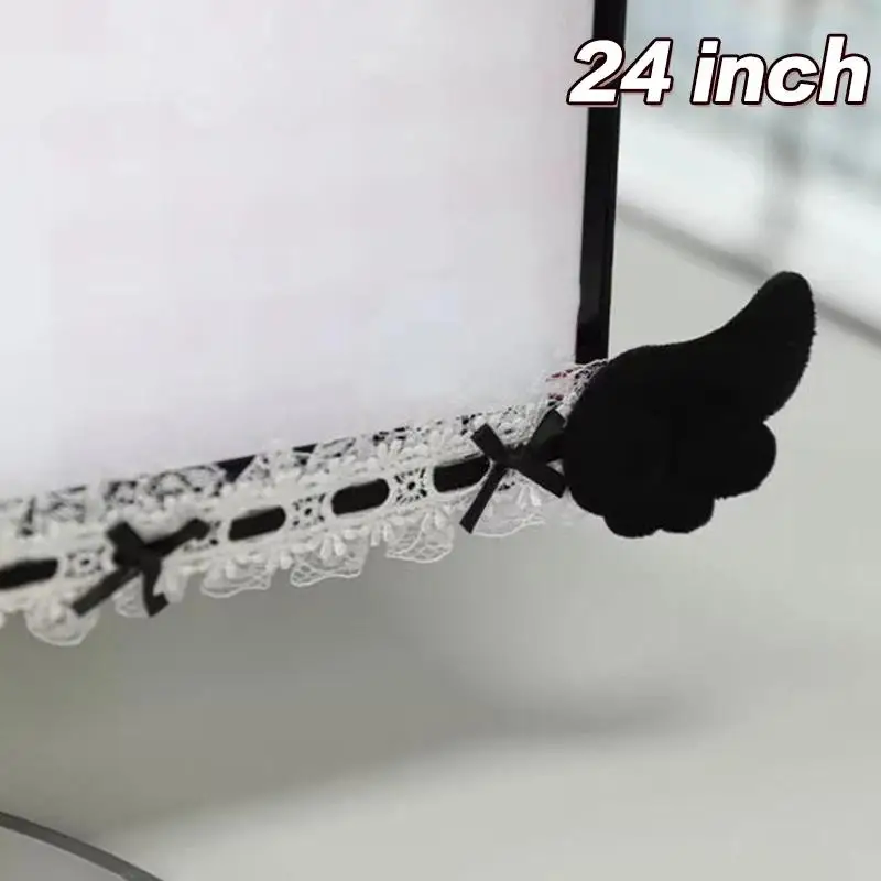 Computer Monitor Decor Strip Stickers Fashion Black Bow Lace Wings Design Easy to Paste for Home Office Aesthetic Decor