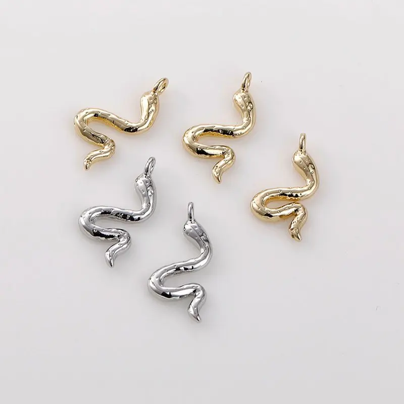 4PCS 14K Gold Filled 16*8mm Little Snake Earrings Pendant DIY Handmade Jewelry Accessories Necklace Bracelet Jewelry Materials