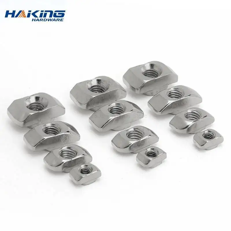 10-100PCS T-너트 해머 헤드 T 너트 M3 M4 M5 M6 M8 커넥터 20/30/40/45 시리즈 알루미늄 프로파일 액세서리 용 니켈 도금