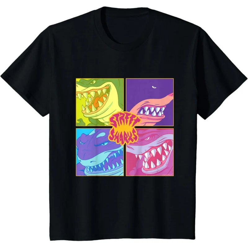 

Street Sharks - Grid Gift Short Sleeve t shirt Vintage Graphic Tee 100% cotton printed men's clothes All size Tops S-6XL