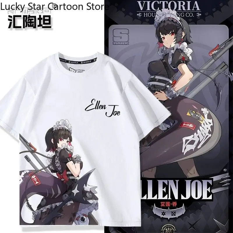 إلين جو أنيمي Zenless منطقة صفر طالب تي شيرت الصيف قميص مروحة قصيرة الأكمام رجل فتاة الملابس تيز القطن الخالص تي شيرت هدية