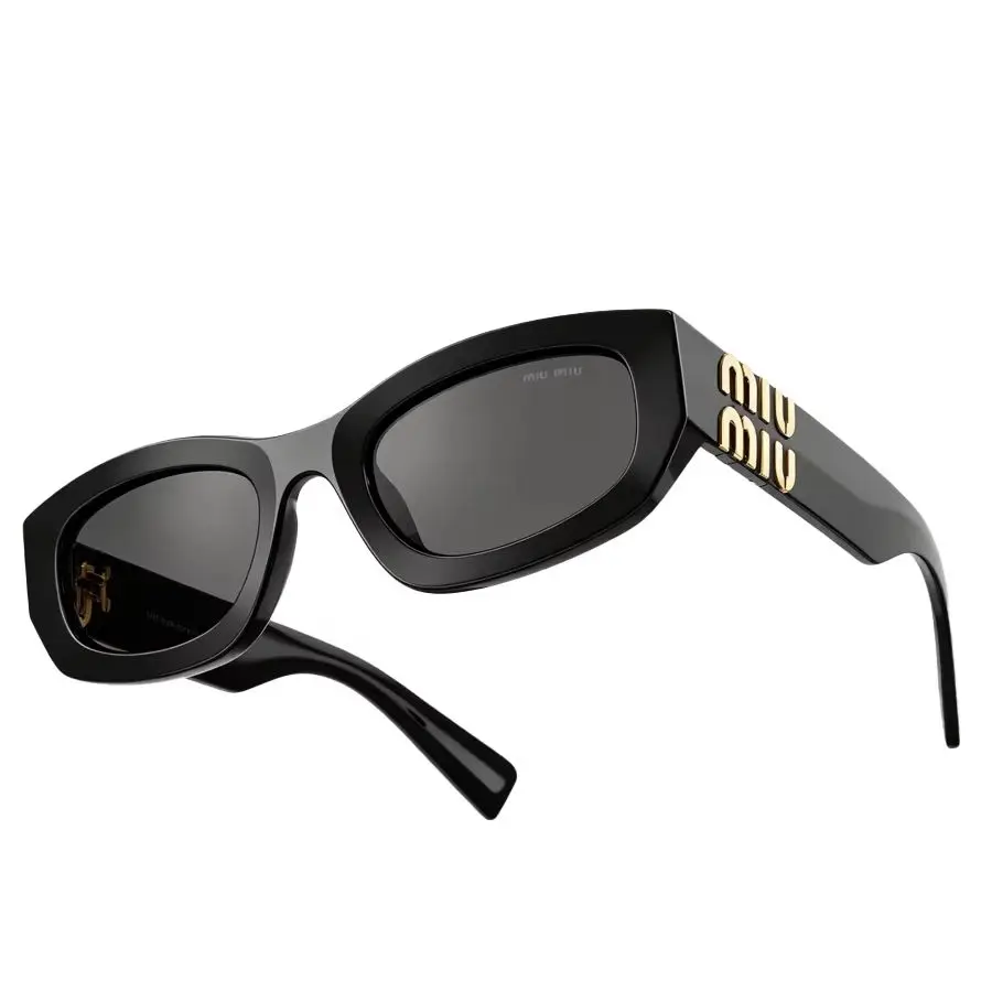Miu Miu 0MU B04SF Cat Eye Sunglasses Black Thick Acetate Gold Hardware CAT.3 UV400 Y2K Retro Luxury Shades for Men Women