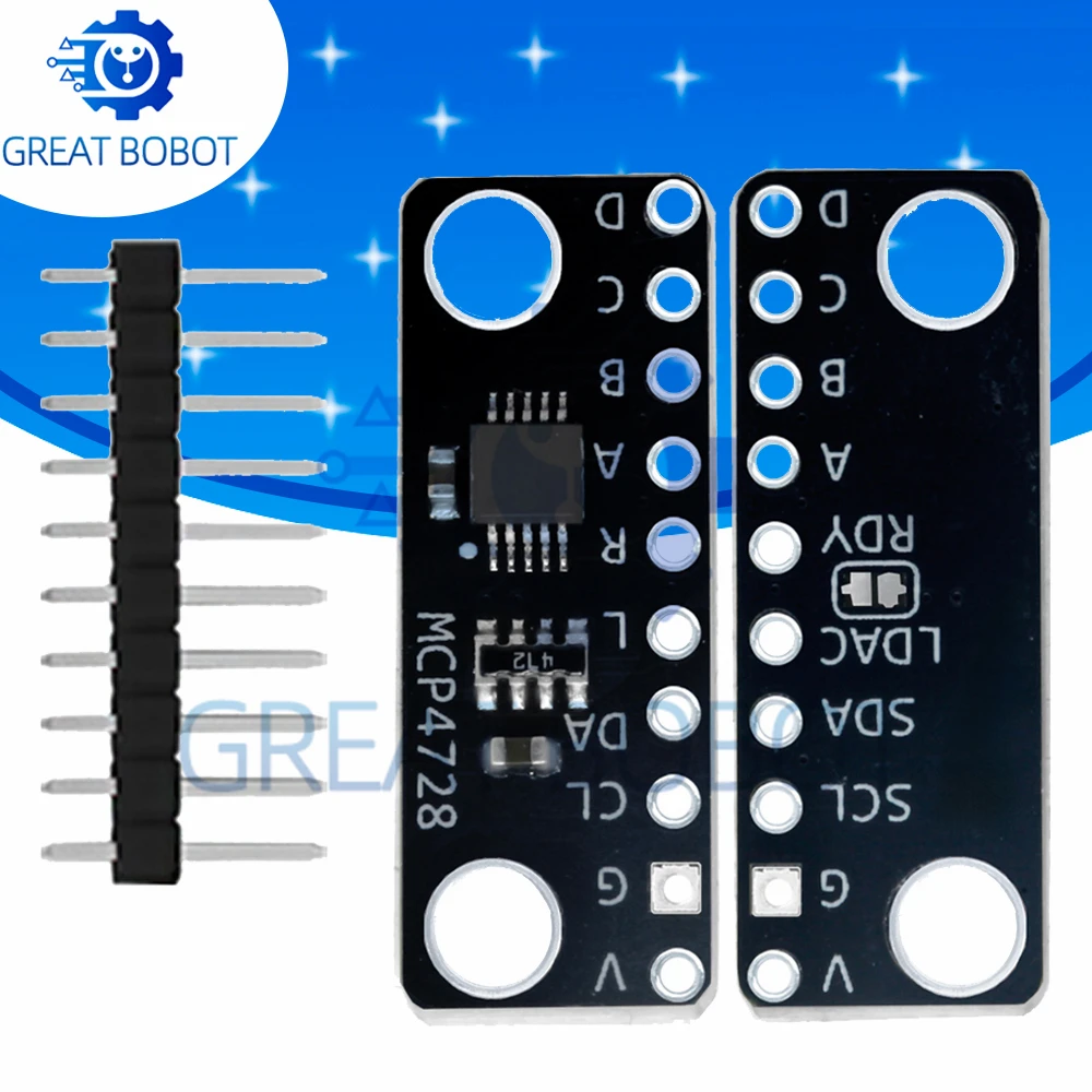 GY‑MCP4728 Module, MCP4728 12‑Bit Quad I2C DAC with EEPROM Memory