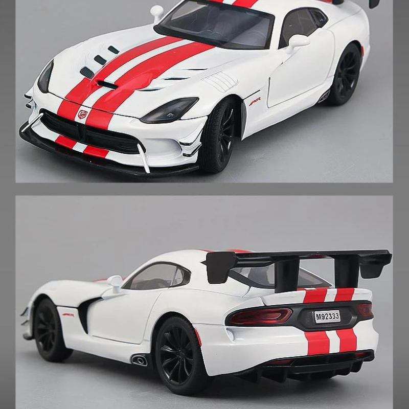 1:24 바이퍼 합금 레이싱카 모델, 후진 작동, 사운드 효과, 레이싱 클럽 전시, 남자아이 장난감, 장식품, 수집품, 선물