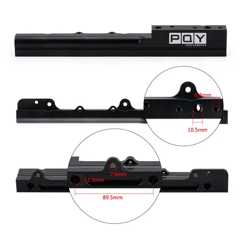 Aluminum BLACK Fuel Rail for Honda Civic del Sol VTEC 1.6L B16A3 94-95 For Honda Civic del Sol VTEC 1.6L B16A2 96-97 10 best sales civic b16a2 - №1